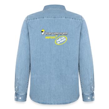 Volunteer Fire Brigade , Firefighter because I (25 - Men’s Organic Denim Shirt by Stanley/Stella - light wash - Back - AI Model Male 185 light (185cm)