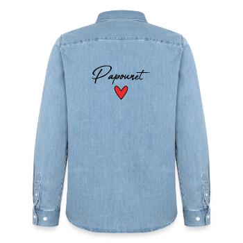 FATHER'S DAY. HAPPY FATHER'S DAY. DAD. HAPPY BIRTHDAY. - Men’s Organic Denim Shirt by Stanley/Stella - light wash - Back - AI Model Male 185 light (185cm)