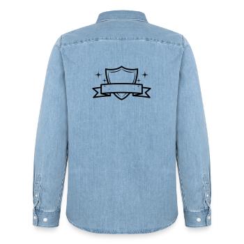 Team - Geschenkidee - Symbole - Männer Jeanshemd Organic von Stanley/Stella - verwaschenes Hellblau - Hinten - AI Model Male 185 light (185cm)