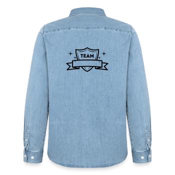 Team - Geschenkidee - Symbole - Männer Jeanshemd Organic von Stanley/Stella - verwaschenes Hellblau - Hinten - AI Model Male 185 light (185cm)