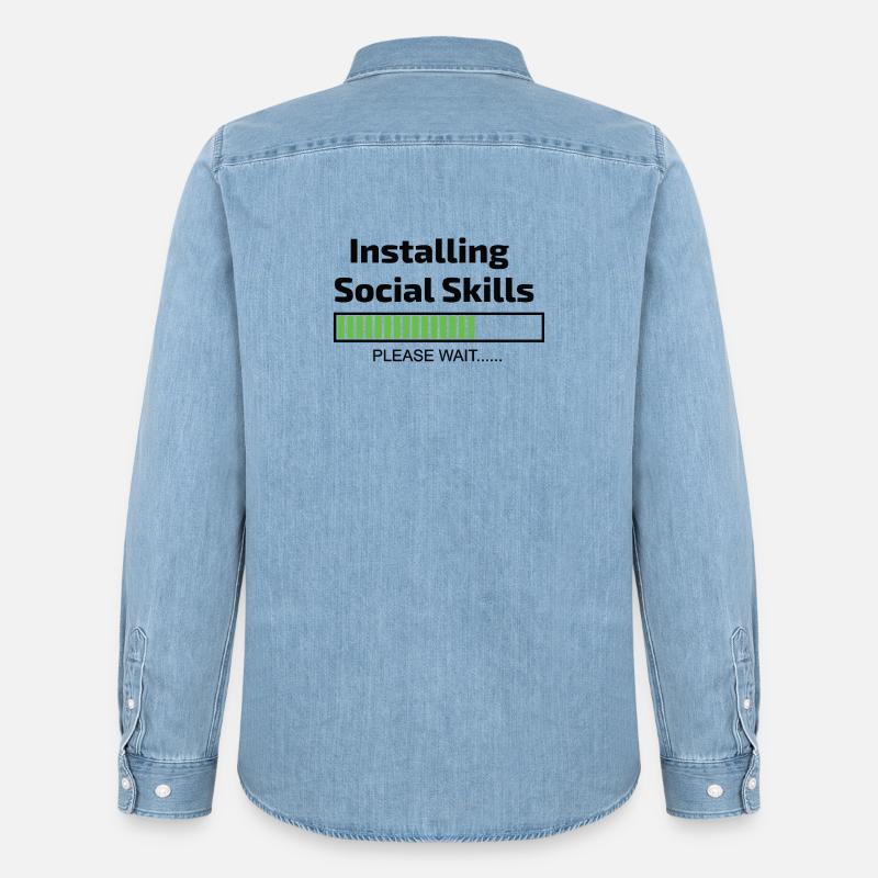 Computer installiert Social Skills Programmierer - Männer Jeanshemd Organic von Stanley/Stella - verwaschenes Hellblau