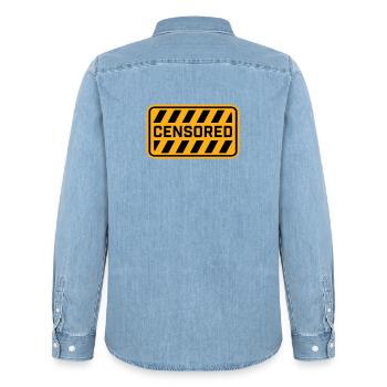 Déclaration drôle censurée Logo de la liberté - Chemise en denim homme bio Stanley/Stella - bleu clair délavé - Dos - AI Model Male 185 light (185cm)