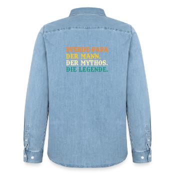 Reiten Papa Vater Pferdeliebhaber Reiterhof Pferde - Männer Jeanshemd Organic von Stanley/Stella - verwaschenes Hellblau - Hinten - AI Model Male 185 light (185cm)
