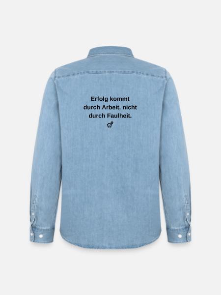 Erfolg durch Arbeit: Motivations-Statement - Männer Jeanshemd Organic von Stanley/Stella - verwaschenes Hellblau