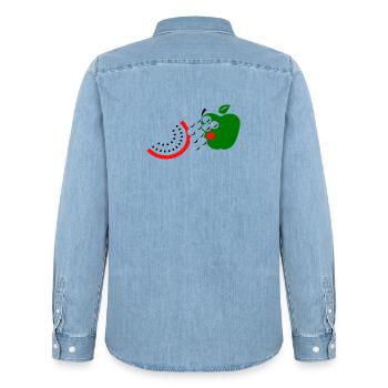 Fruit - Chemise en denim homme bio Stanley/Stella - bleu clair délavé - Dos - AI Model Male 185 light (185cm)