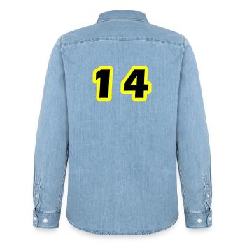 14 Symbole numérique - Chemise en denim homme bio Stanley/Stella - bleu clair délavé - Dos - AI Model Male 185 light (185cm)