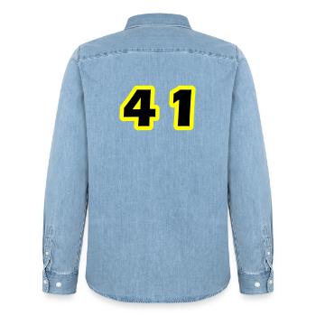 Symbole numérique 41 - Chemise en denim homme bio Stanley/Stella - bleu clair délavé - Dos - AI Model Male 185 light (185cm)