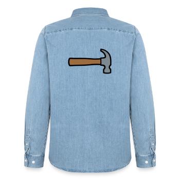 Zimmermannshammer Werkzeug Icon - Männer Jeanshemd Organic von Stanley/Stella - verwaschenes Hellblau - Hinten - AI Model Male 185 light (185cm)