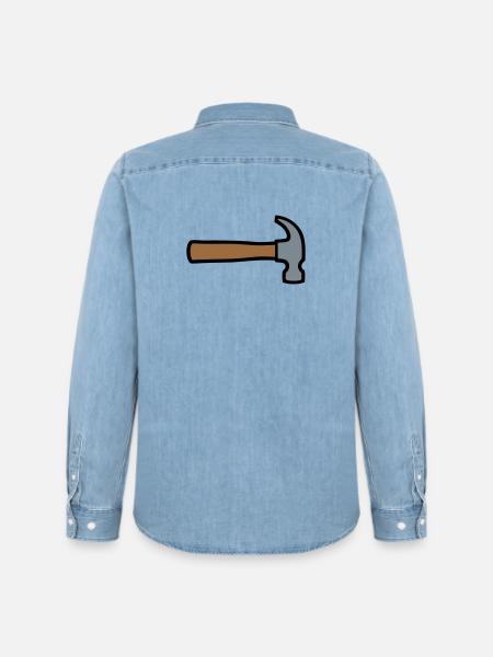 Carpenter's Hammer Tool Icon - Men’s Organic Denim Shirt by Stanley/Stella - light wash
