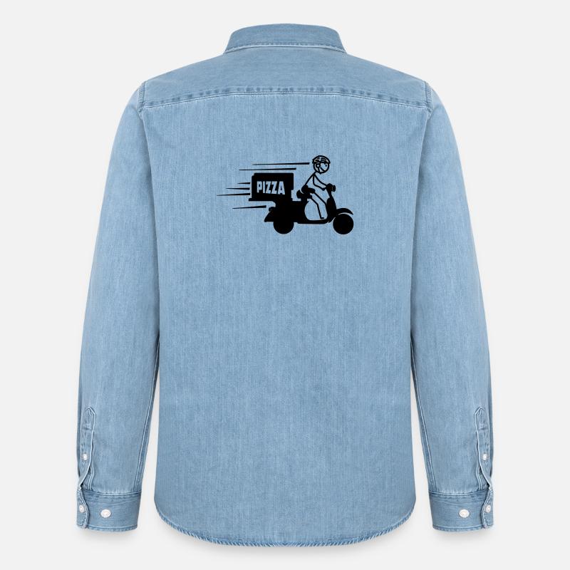 Rollerpaket oder Pizzatext PIZZA - Männer Jeanshemd Organic von Stanley/Stella - verwaschenes Hellblau