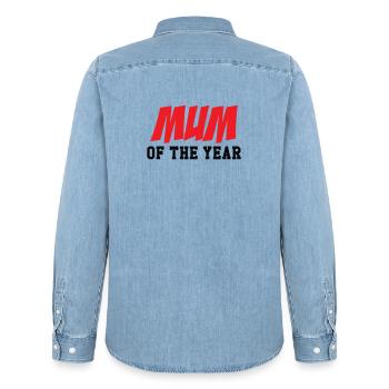 Maman de l'année - Fête des Mères - Chemise en denim homme bio Stanley/Stella - bleu clair délavé - Dos - AI Model Male 185 light (185cm)