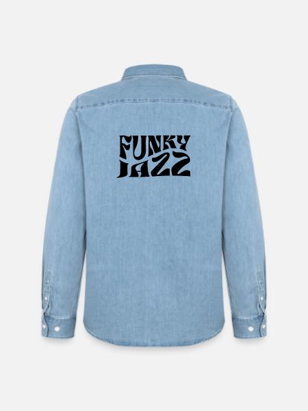 Funky Jazz Musik-Logo-Design - Männer Jeanshemd Organic von Stanley/Stella - verwaschenes Hellblau