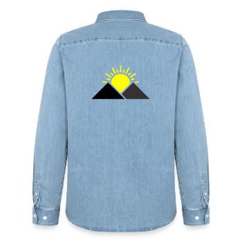 Sun Mountains Landscape - Men’s Organic Denim Shirt by Stanley/Stella - light wash - Back - AI Model Male 185 light (185cm)