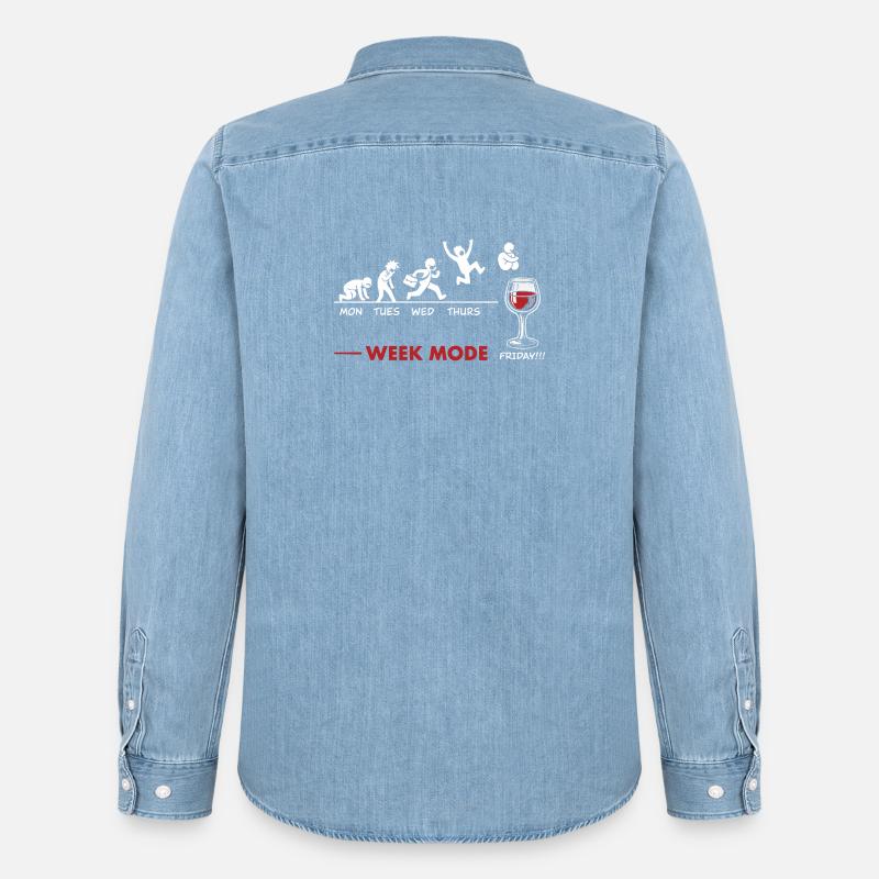 Vive le Weekend-end – Humor Vin - Männer Jeanshemd Organic von Stanley/Stella - verwaschenes Hellblau