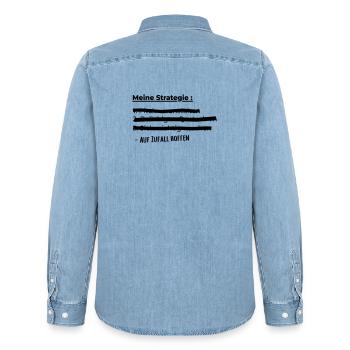 Meine Strategie - Männer Jeanshemd Organic von Stanley/Stella - verwaschenes Hellblau - Hinten - AI Model Male 185 light (185cm)