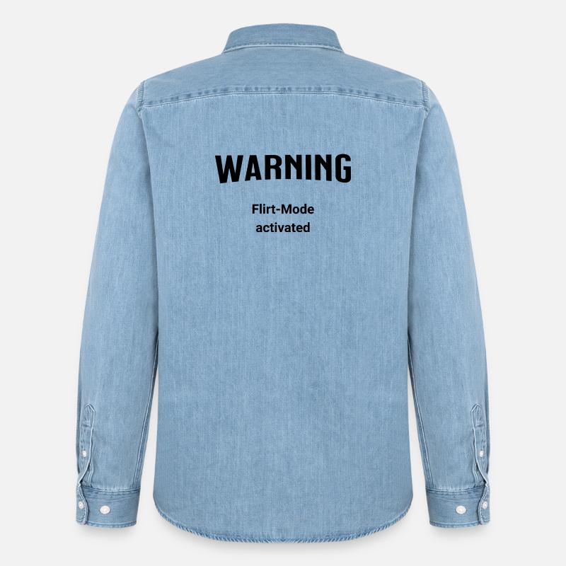 Avertissement - Mode Flirt activé - Chemise en denim homme bio Stanley/Stella - bleu clair délavé