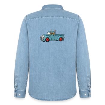 Pick Up - Men’s Organic Denim Shirt by Stanley/Stella - light wash - Back - AI Model Male 185 light (185cm)
