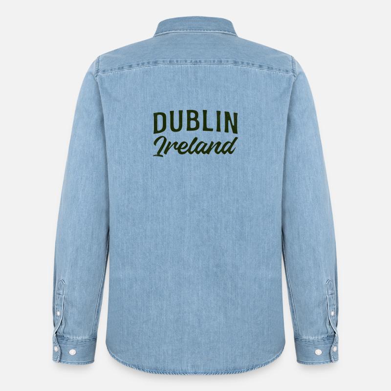 Dublin Irland Script Typografie - Männer Jeanshemd Organic von Stanley/Stella - verwaschenes Hellblau