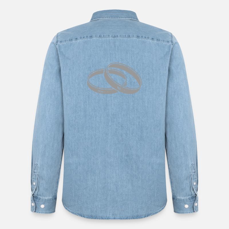 Hochzeitsringe Eheringe - Männer Jeanshemd Organic von Stanley/Stella - verwaschenes Hellblau