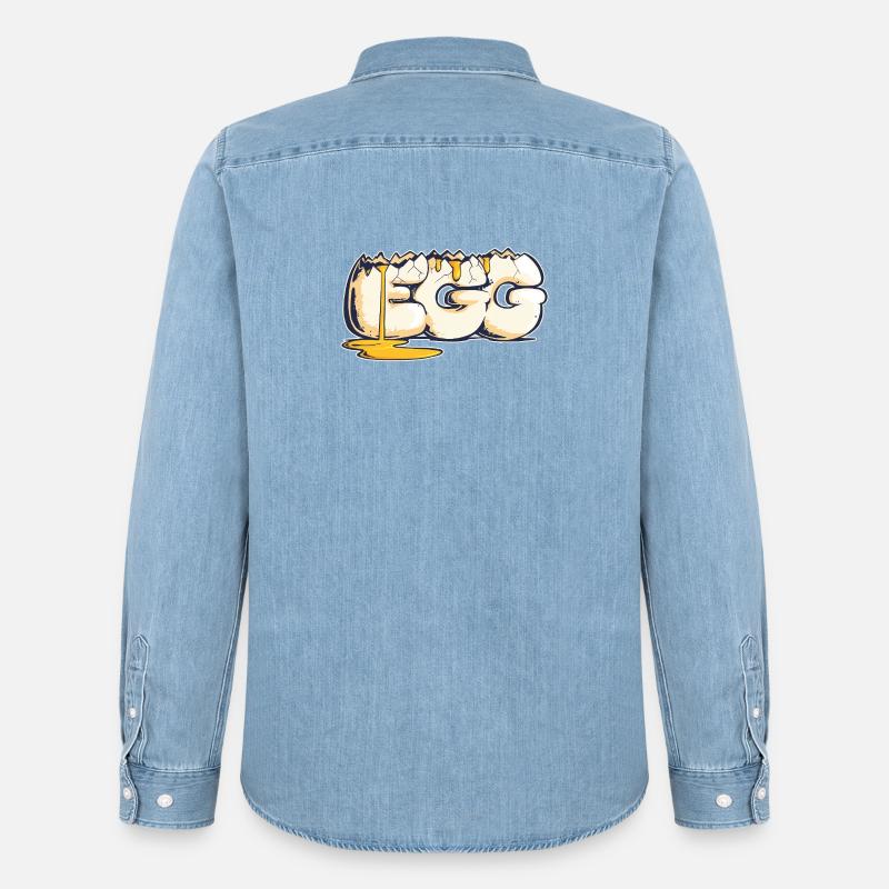 Ei, gezogenes Wort (2) - Männer Jeanshemd Organic von Stanley/Stella - verwaschenes Hellblau