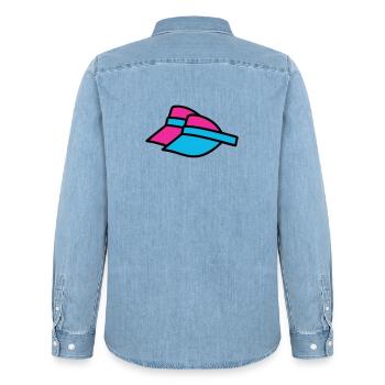 Visières Rétro des Sun Visors des années 90 - Chemise en denim homme bio Stanley/Stella - bleu clair délavé - Dos - AI Model Male 185 light (185cm)