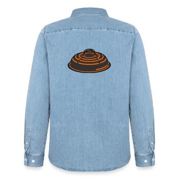 Grill Lit BBQ Smoker Grillmeister Fête des pères - Chemise en denim homme bio Stanley/Stella - bleu clair délavé - Dos - AI Model Male 185 light (185cm)