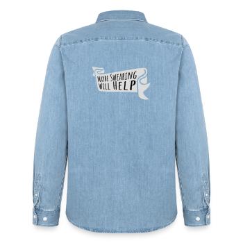 Maybe Swearing Will Help Sarkastisch Spruch Grafik - Männer Jeanshemd Organic von Stanley/Stella - verwaschenes Hellblau - Hinten - AI Model Male 185 light (185cm)