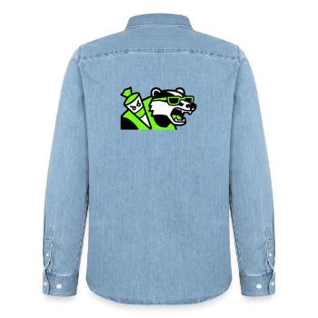 Badger Schoolbag Mascot - Men’s Organic Denim Shirt by Stanley/Stella - light wash - Back - AI Model Male 185 light (185cm)