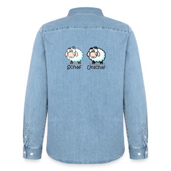 mouton - Chemise en denim homme bio Stanley/Stella - bleu clair délavé - Dos - AI Model Male 185 light (185cm)