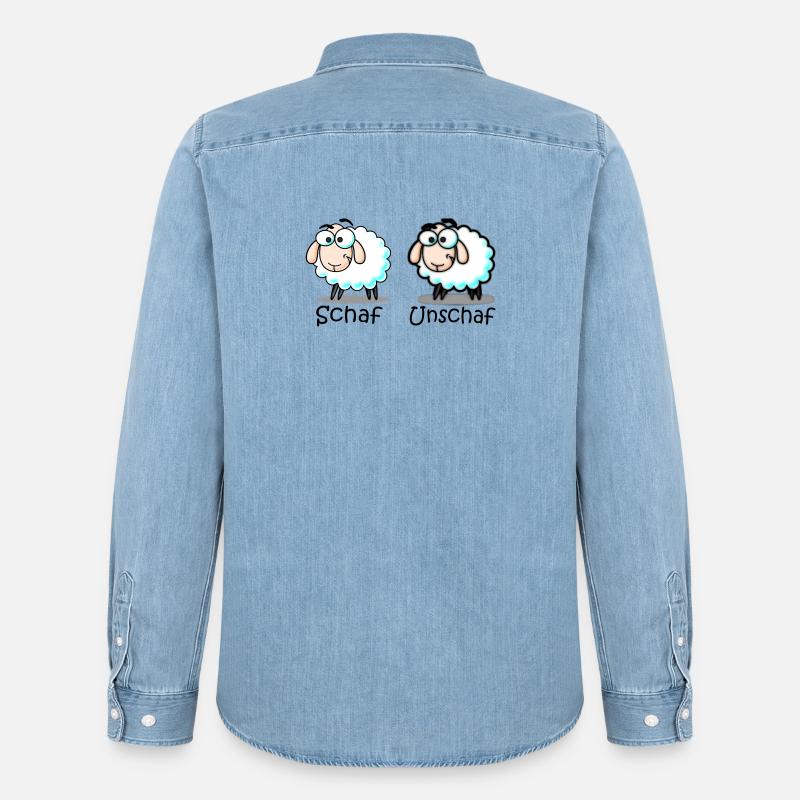 Schaf - Männer Jeanshemd Organic von Stanley/Stella - verwaschenes Hellblau