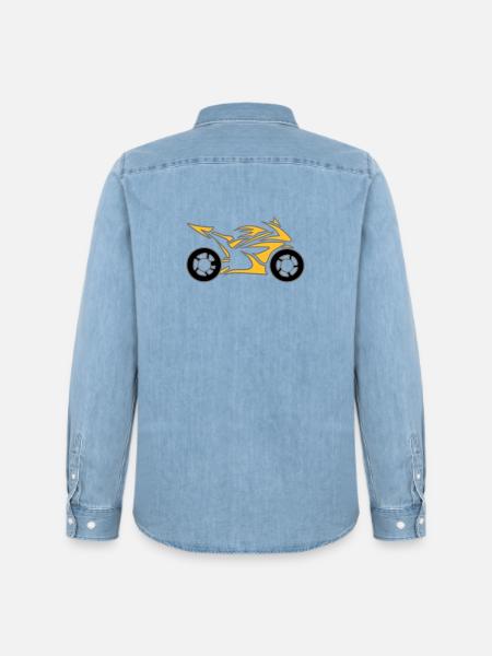 Motorcykel Cykel Chopper Knallert Roll - Stanley/Stella herre denimskjorte økologisk - afbleget lyseblå