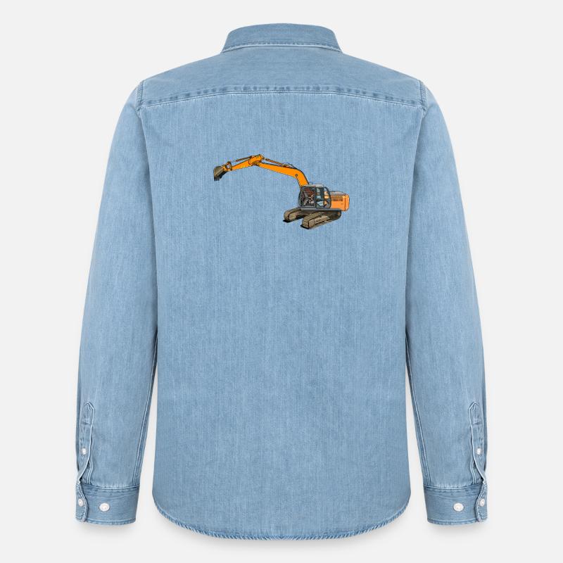 Löffelbagger greift ein - Männer Jeanshemd Organic von Stanley/Stella - verwaschenes Hellblau