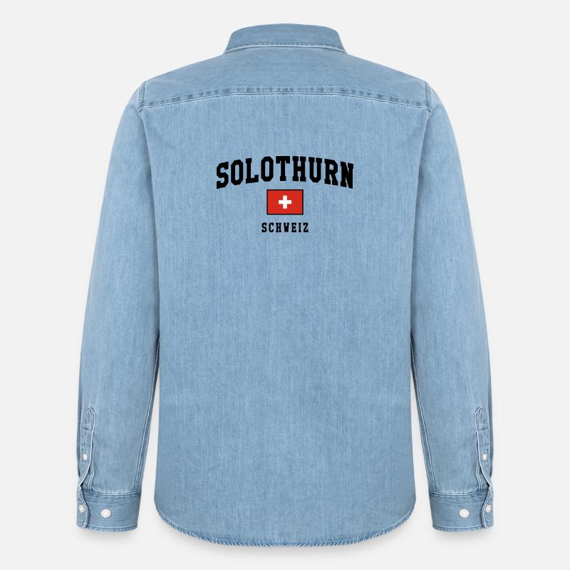 Solothurn Schweiz Flagge Design - Männer Jeanshemd Organic von Stanley/Stella - verwaschenes Hellblau