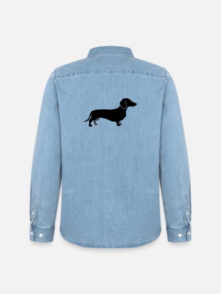 Dackel Hund Silhouette - Männer Jeanshemd Organic von Stanley/Stella - verwaschenes Hellblau