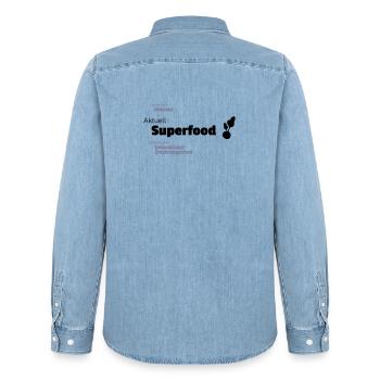 aktuelles Superfood - Männer Jeanshemd Organic von Stanley/Stella - verwaschenes Hellblau - Hinten - AI Model Male 185 light (185cm)