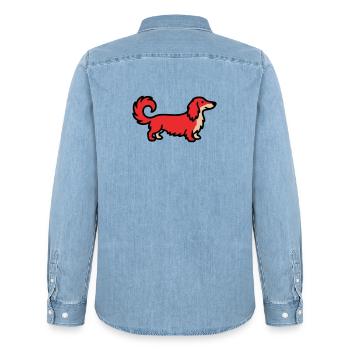 Irish Setter Retriever Red - Men’s Organic Denim Shirt by Stanley/Stella - light wash - Back - AI Model Male 185 light (185cm)