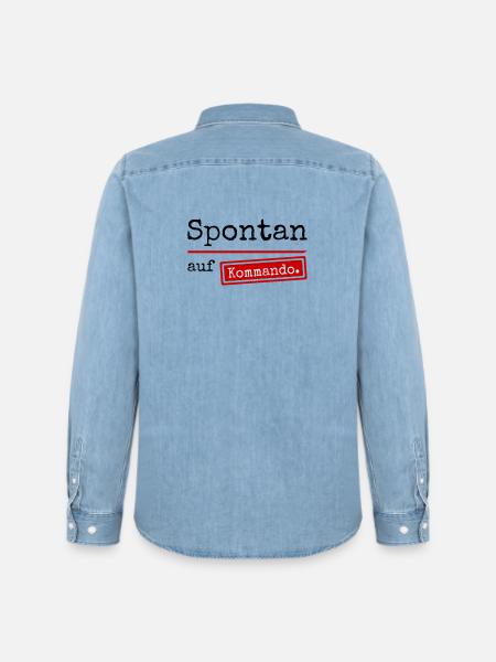 Spontan auf Kommando_weiss - Männer Jeanshemd Organic von Stanley/Stella - verwaschenes Hellblau