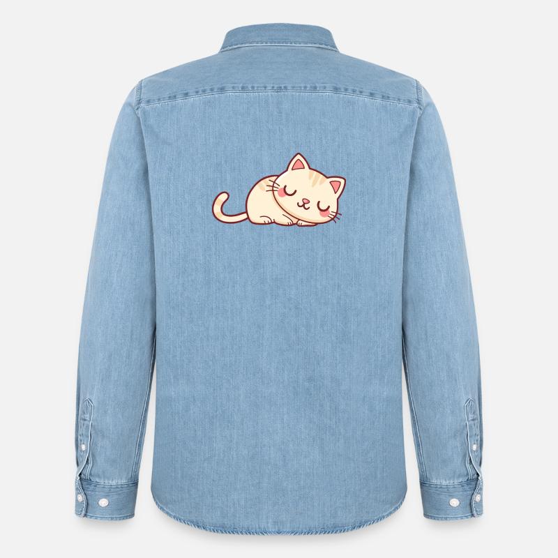 Weichschläfer-Kätzchen - Männer Jeanshemd Organic von Stanley/Stella - verwaschenes Hellblau