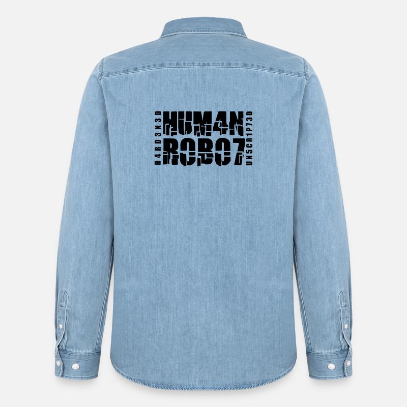 hardened human robot unscripted - Männer Jeanshemd Organic von Stanley/Stella - verwaschenes Hellblau