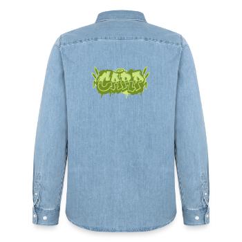 Karpfen Graffiti Schriftzug - Männer Jeanshemd Organic von Stanley/Stella - verwaschenes Hellblau - Hinten - AI Model Male 185 light (185cm)