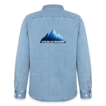 Bündner - Männer Jeanshemd Organic von Stanley/Stella - verwaschenes Hellblau - Hinten - AI Model Male 185 light (185cm)