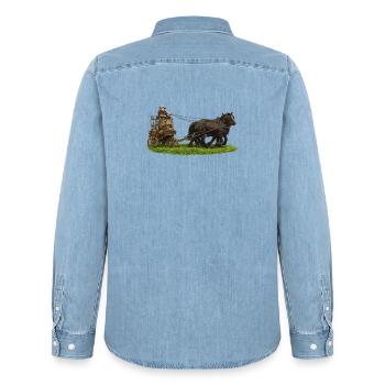 Pferde- und Kutschtour - Männer Jeanshemd Organic von Stanley/Stella - verwaschenes Hellblau - Hinten - AI Model Male 185 light (185cm)