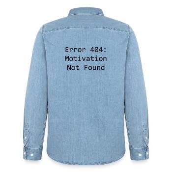 error 404: Motivation not found - Männer Jeanshemd Organic von Stanley/Stella - verwaschenes Hellblau - Hinten - AI Model Male 185 light (185cm)