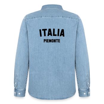 PIEMONTE Italia Piemont Italien Italy - Männer Jeanshemd Organic von Stanley/Stella - verwaschenes Hellblau - Hinten - AI Model Male 185 light (185cm)