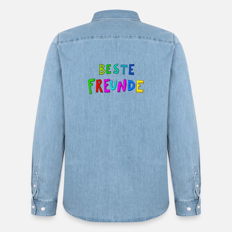 Beste Freunde Farbexplosion - Männer Jeanshemd Organic von Stanley/Stella - verwaschenes Hellblau