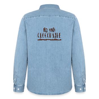 Je suis chocopathe - Chemise en denim homme bio Stanley/Stella - bleu clair délavé - Dos - AI Model Male 185 light (185cm)