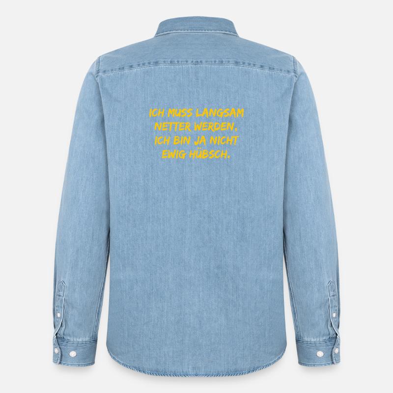 Ich muss langsam netter werden - Männer Jeanshemd Organic von Stanley/Stella - verwaschenes Hellblau