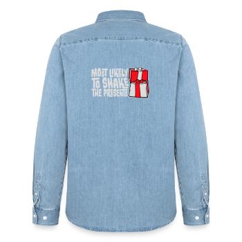 Le plus susceptible de secouer les cadeaux Noël Fun - Chemise en denim homme bio Stanley/Stella - bleu clair délavé - Dos - AI Model Male 185 light (185cm)
