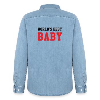 Best Baby in the World - Birth - Child - Men’s Organic Denim Shirt by Stanley/Stella - light wash - Back - AI Model Male 185 light (185cm)