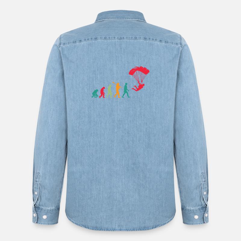 Fallschirm Evolution Fallschirmspringer - Männer Jeanshemd Organic von Stanley/Stella - verwaschenes Hellblau